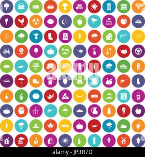 100 pumpkin icons set color Stock Vector