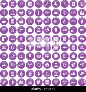 100 dialog icons set purple Stock Vector