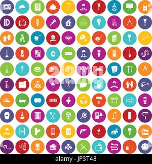 100 renovation icons set color Stock Vector