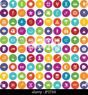 100 research icons set color Stock Vector