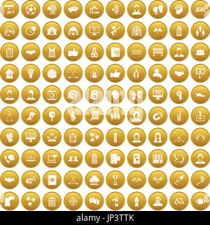 100 team icons set gold Stock Vector