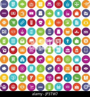 100 sale icons set color Stock Vector