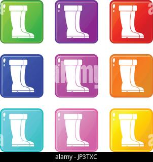 Winter shoes set 9 Stock Vector