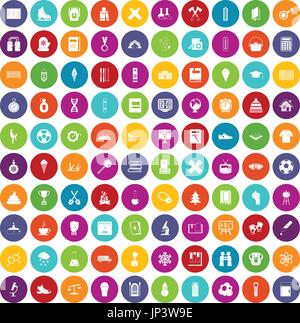 100 school years icons set color Stock Vector