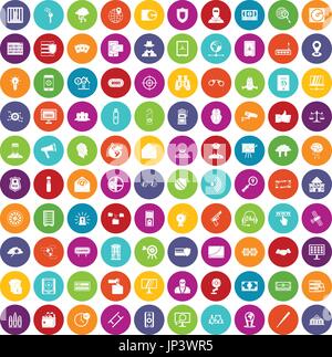 100 security icons set color Stock Vector