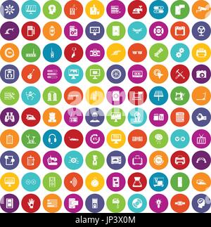 100 settings icons set color Stock Vector