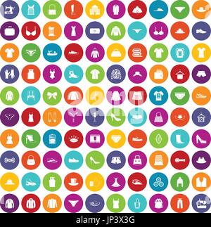 100 sewing icons set color Stock Vector