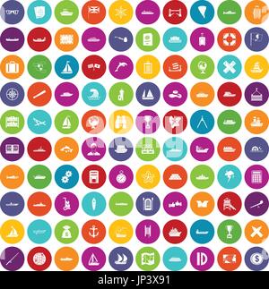 100 shipping icons set color Stock Vector