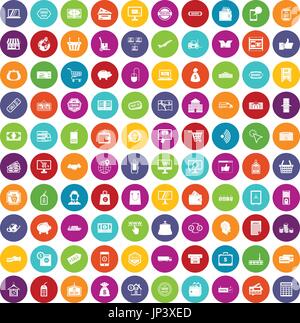 100 shopping icons set color Stock Vector