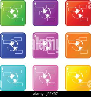 Globe and empty speech bubbles set 9 Stock Vector