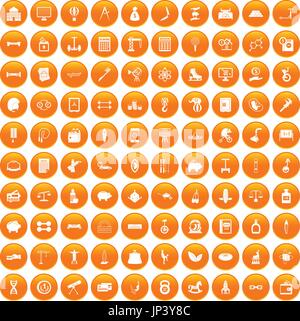 100 balance icons set orange Stock Vector