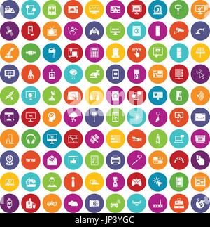 100 software icons set color Stock Vector