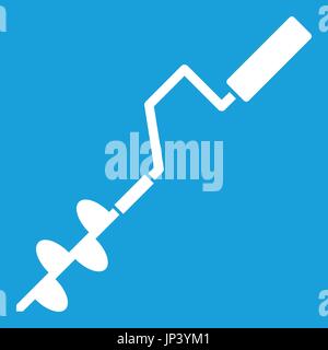 Hand operated ice auger icon white Stock Vector