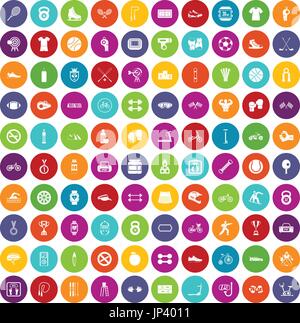 100 sport icons set color Stock Vector