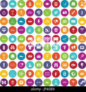 100 sport journalist icons set color Stock Vector