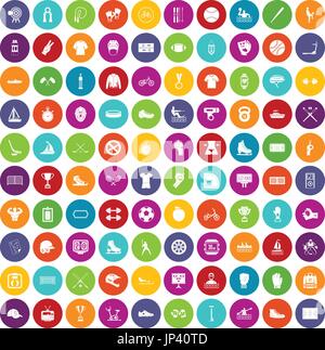 100 sport team icons set color Stock Vector