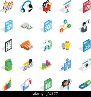 Right icons set, isometric style Stock Vector