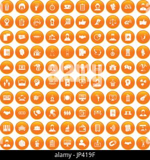 100 coherence icons set orange Stock Vector