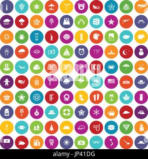 100 star icons set color Stock Vector
