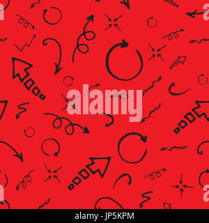Seamless pattern. Doodle ink, hand drawn pointers, arrows and other signs. image Stock Photo