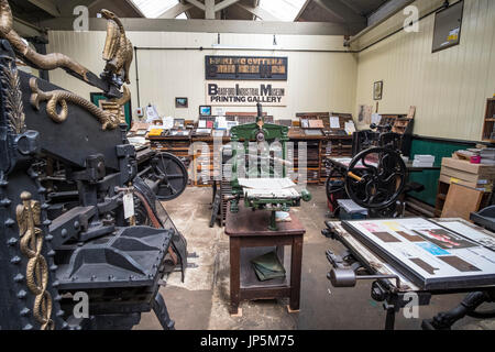 Some impressive old printing equipment on display at the industrial Museum in Bradford, West Yorkshire Stock Photo