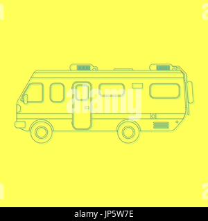 outline travel van isolated on yellow background Stock Vector