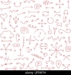 set of red hand drawn arrows Stock Vector