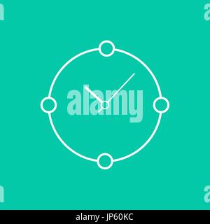 abstract white clock isolated on green background Stock Vector