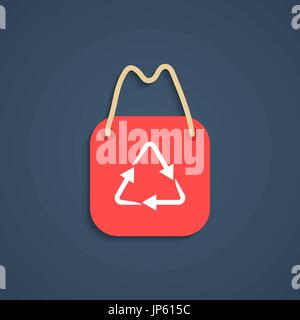 red recycle shopping bag with shadow Stock Vector