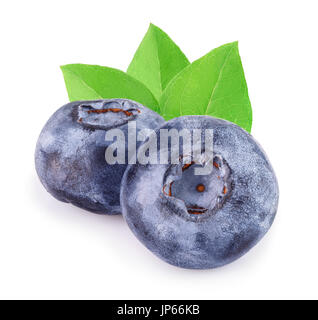 blueberry with leaves isolated on white Stock Photo