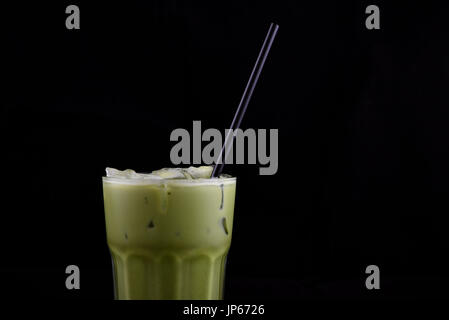 Iced macha green tea latte Stock Photo