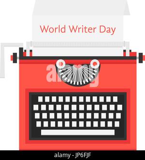 world writer day with red typewriter Stock Vector