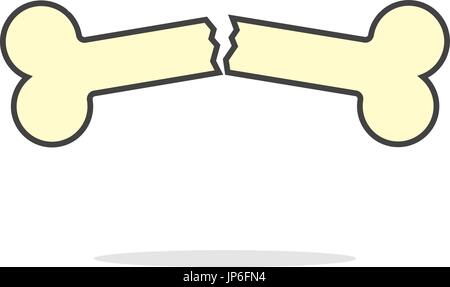 simple yellow outline broken bone icon Stock Vector