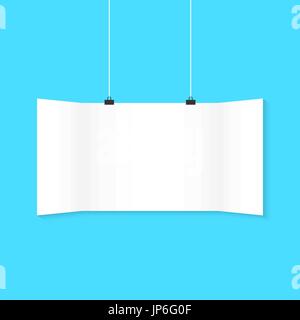 white surround hanging poster on blue background Stock Vector