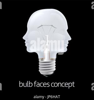 Faces Light Bulb Concept Stock Vector