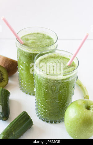 green vegetable and fruit juice Stock Photo