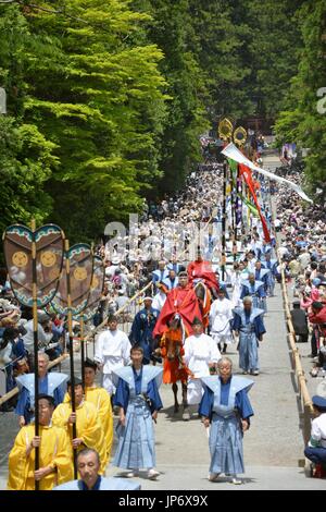 About 1,200 people clad in traditional samurai clothing approach Nikko Toshogu shrine, a mausoleum of feudal leader Tokugawa Ieyasu, on May 18, 2015. The procession is an annual spring event to commemorate the arrival of Ieyasu's remains in Nikko in 1617 from Kunozan, today's Shizuoka city, central Japan. Ieyasu founded the Tokugawa shogunate that ruled Japan from 1603 to 1867. (Kyodo) ==Kyodo