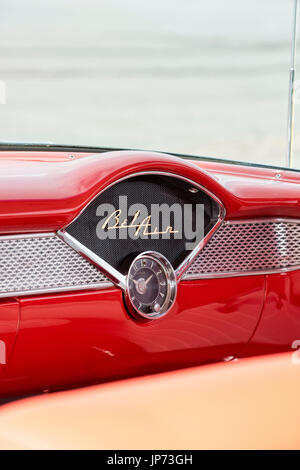 1955 Chevrolet bel air car interior at an american car show. Essex. UK. Classic vintage American car Stock Photo