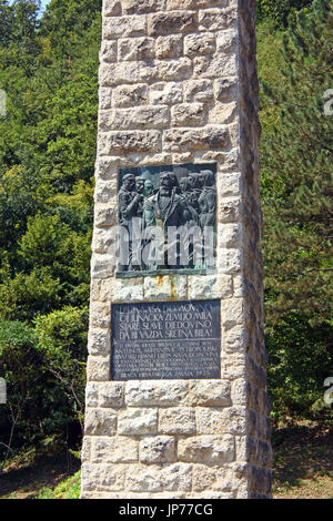 Monument to Croatian national anthem in Zelenjak erected 1935., Hrvatsko Zagorje, Croatia Stock Photo