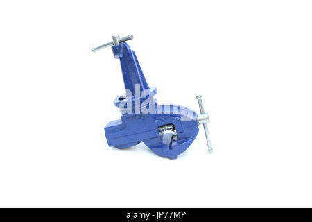 Mechanical hand vise clamp on isolated white Stock Photo