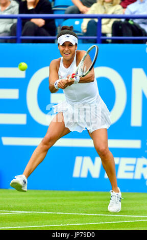 Heather Watson (GB) on centre court at Devonshire Park, Eastbourne. 25th June 2017 Stock Photo