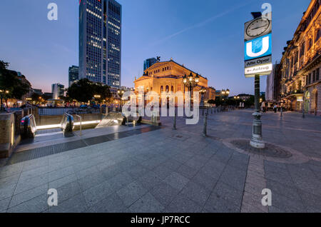 Opernplatz in central Frankfurt with the Alte Oper (Old Opera House) in the background. Stock Photo