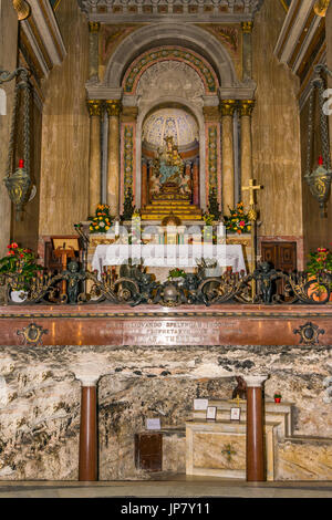 Cave and altar in Stella Maris Stock Photo