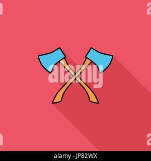 Axe icon. Flat vector related icon with long shadow for web and mobile applications. It can be used as - logo, pictogram, icon, infographic element. V Stock Vector