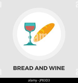 Bread and wine icon vector. Flat icon isolated on the white background. Editable EPS file. Vector illustration. Stock Vector