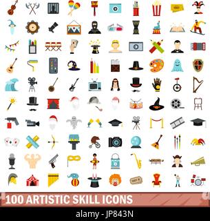 100 artistic skill icons set, flat style Stock Vector Image & Art - Alamy