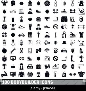 100 bodybuilder icons set, simple style Stock Vector Image & Art - Alamy