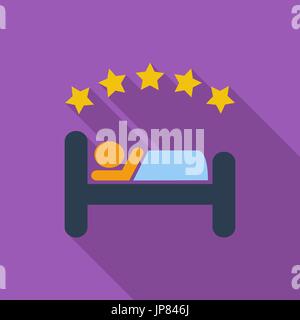 Hotel icon. Flat vector related icon with long shadow for web and mobile applications. It can be used as - logo, pictogram, icon, infographic element. Stock Vector