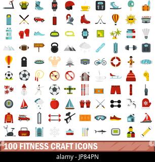 100 fitness craft icons set, flat style Stock Vector Image & Art - Alamy