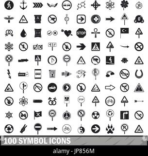 100 symbol icons set, simple style  Stock Vector